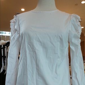 White Long Sleeve Blouse with Detailed Shoulders